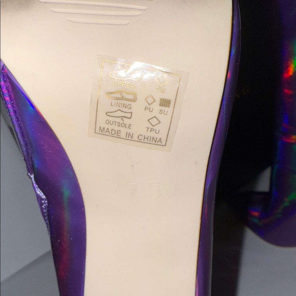 Azalea Wang Iridescent Halo Purple Stiletto High Heel Zip Up Boots Size 7.5 - Picture 7 of 7